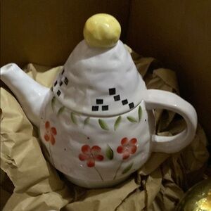Floral Ceramic Teapot “For One” 3piece Set; Bella Casa by Ganz
